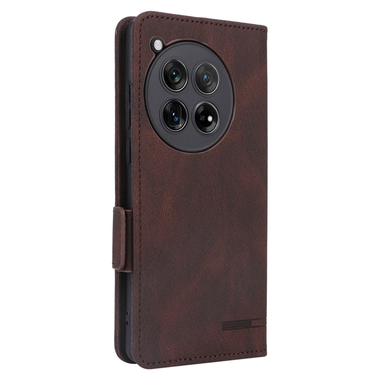 For OnePlus 12 Magnetic Clasp Leather Phone Case(Brown) - OnePlus Cases by buy2fix | Online Shopping UK | buy2fix