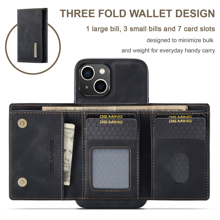 For iPhone 15 Plus DG.MING M1 Series 3-Fold Multi Card Wallet Leather Phone Case(Black) - iPhone 15 Plus Cases by DG.MING | Online Shopping UK | buy2fix