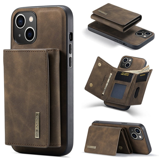 For iPhone 15 Plus DG.MING M1 Series 3-Fold Multi Card Wallet Leather Phone Case(Coffee) - iPhone 15 Plus Cases by DG.MING | Online Shopping UK | buy2fix