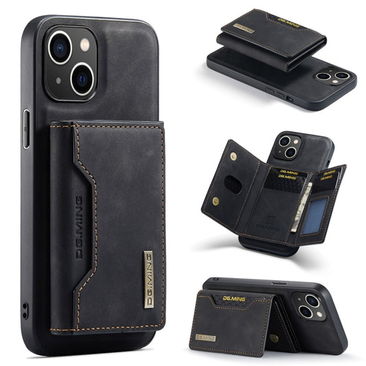 For iPhone 15 Plus DG.MING M2 Series 3-Fold Card Bag Wallet Leather Phone Case(Black) - iPhone 15 Plus Cases by DG.MING | Online Shopping UK | buy2fix