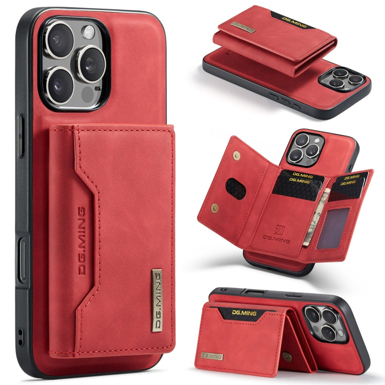 For iPhone 16 Pro DG.MING M2 Series 3-Fold Card Bag Wallet Leather Phone Case(Red) - iPhone 16 Pro Cases by DG.MING | Online Shopping UK | buy2fix