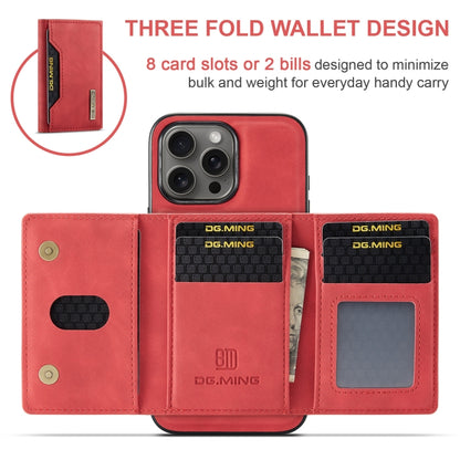 For iPhone 16 Pro DG.MING M2 Series 3-Fold Card Bag Wallet Leather Phone Case(Red) - iPhone 16 Pro Cases by DG.MING | Online Shopping UK | buy2fix