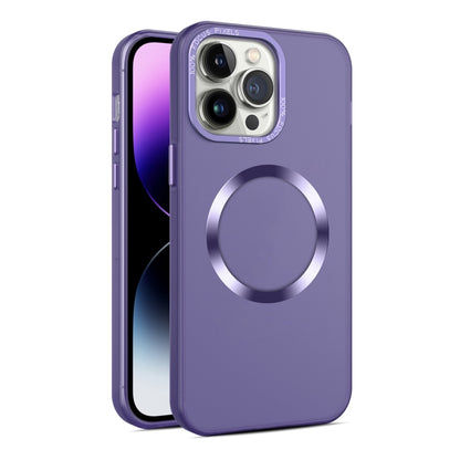 For iPhone 14 Pro Max CD Texture MagSafe Frosted Translucent Phone Case(Dark Purple) - iPhone 14 Pro Max Cases by buy2fix | Online Shopping UK | buy2fix