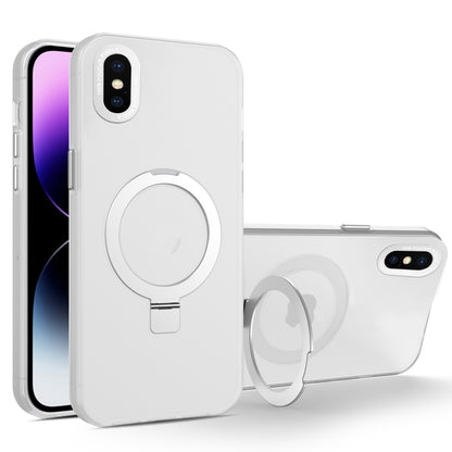 For iPhone XS Max MagSafe Metal Holder Frosted Translucent Phone Case(White) - More iPhone Cases by buy2fix | Online Shopping UK | buy2fix