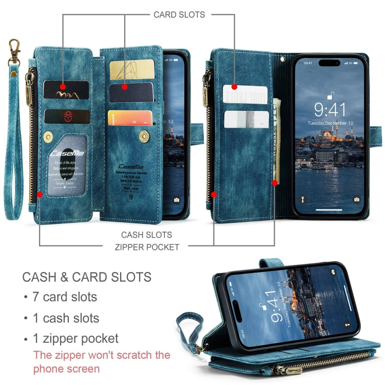 For iPhone 15 Pro Max CaseMe C30 Multifunctional Leather Phone Case(Blue) - iPhone 15 Pro Max Cases by CaseMe | Online Shopping UK | buy2fix