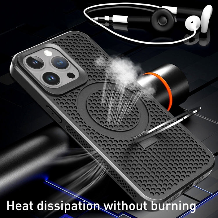 For iPhone 15 Plus Skin Feel PC+TPU Cooling Magnetic Magsafe Phone Case with Stand(Navy Blue) - iPhone 15 Plus Cases by buy2fix | Online Shopping UK | buy2fix