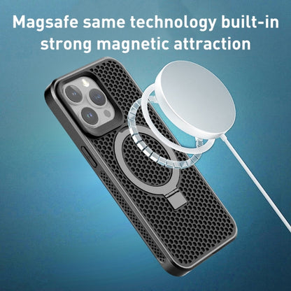 For iPhone 14/13 Skin Feel PC+TPU Cooling Magnetic Magsafe Phone Case with Stand(Black) - iPhone 14 Cases by buy2fix | Online Shopping UK | buy2fix