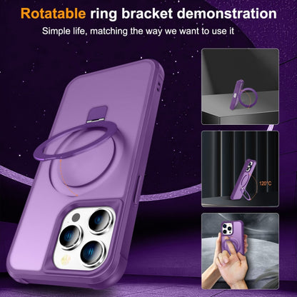 For iPhone 14 Pro Max MagSafe Magnetic Holder Phone Case(Purple) - iPhone 14 Pro Max Cases by buy2fix | Online Shopping UK | buy2fix