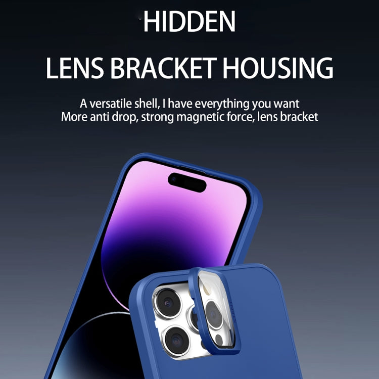 For iPhone 11 Pro Skin Feel Magnifier MagSafe Lens Holder Phone Case(Royal Blue) - iPhone 11 Pro Cases by buy2fix | Online Shopping UK | buy2fix