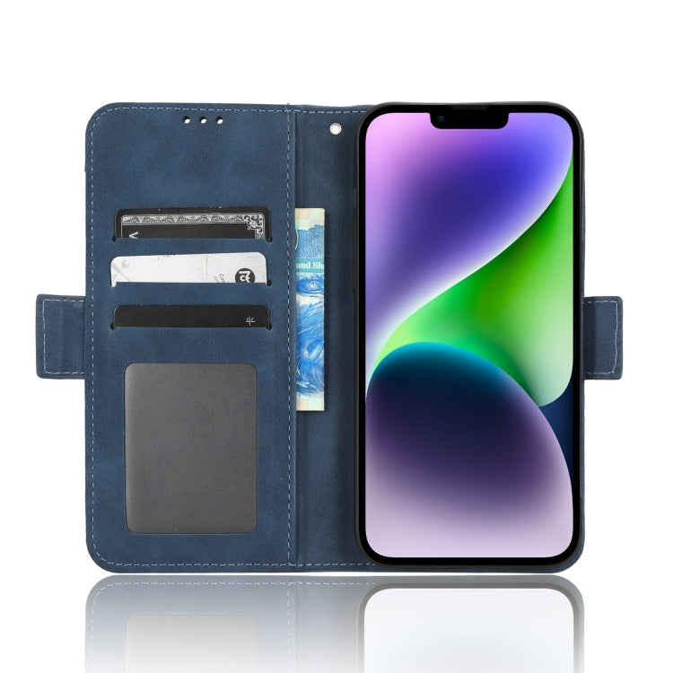 For iPhone 16 Pro Skin Feel Calf Texture Card Slots Leather Phone Case(Blue) - iPhone 16 Pro Cases by buy2fix | Online Shopping UK | buy2fix