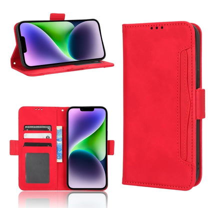 For iPhone 16 Plus Skin Feel Calf Texture Card Slots Leather Phone Case(Red) - iPhone 16 Plus Cases by buy2fix | Online Shopping UK | buy2fix