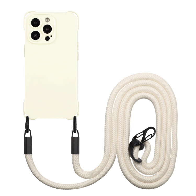 For iPhone 16 Pro Max Four-corner Shockproof TPU Phone Case with Lanyard(White) - iPhone 16 Pro Max Cases by buy2fix | Online Shopping UK | buy2fix