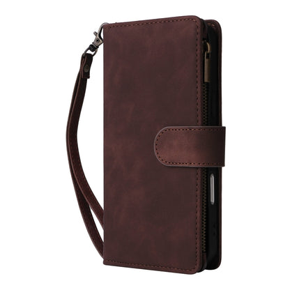 For iPhone 16 Pro Crossbody Multi-card Slot Wallet Zipper Leather Phone Case(Coffee) - iPhone 16 Pro Cases by buy2fix | Online Shopping UK | buy2fix