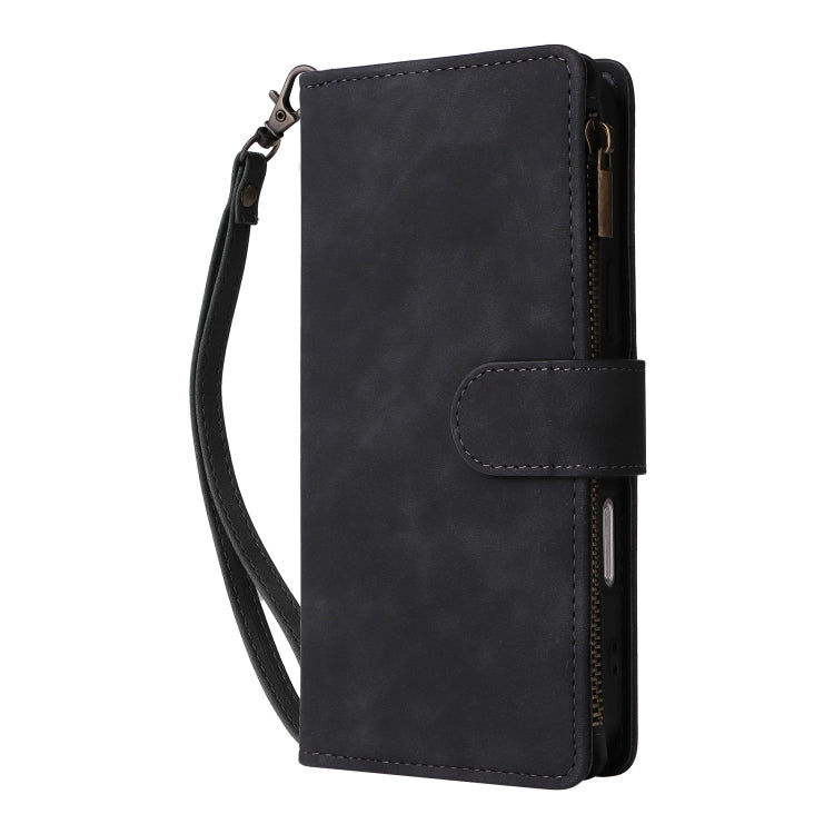 For iPhone 16 Pro Max Crossbody Multi-card Slot Wallet Zipper Leather Phone Case(Black) - iPhone 16 Pro Max Cases by buy2fix | Online Shopping UK | buy2fix