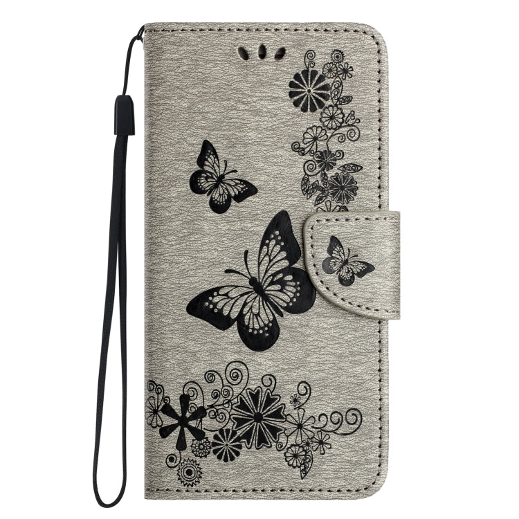 For iPhone 16 Plus Butterfly Embossed Flip Leather Phone Case(Grey) - iPhone 16 Plus Cases by buy2fix | Online Shopping UK | buy2fix