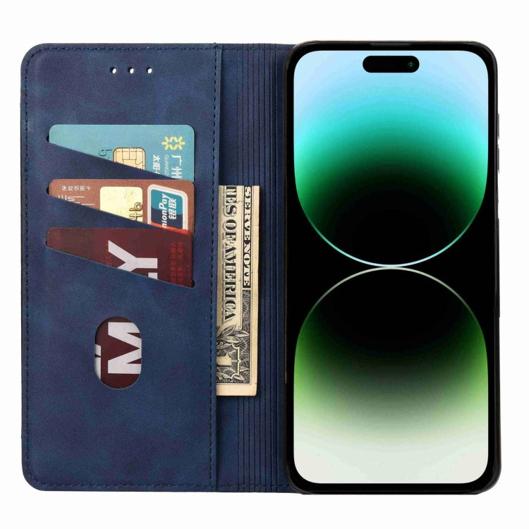 For iPhone 16 Pro Max Skin Feel Splicing Leather Phone Case(Blue) - iPhone 16 Pro Max Cases by buy2fix | Online Shopping UK | buy2fix