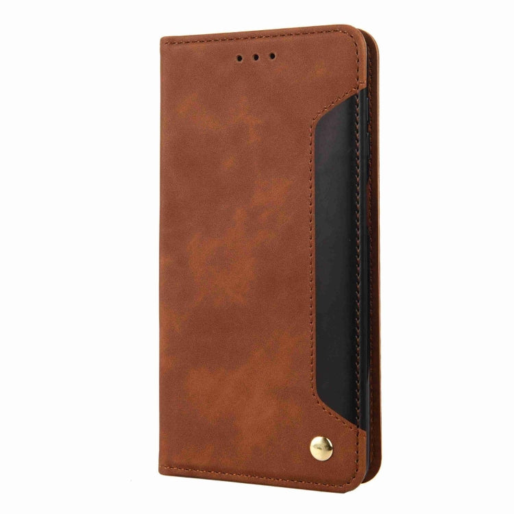 For iPhone 16 Pro Max Skin Feel Splicing Leather Phone Case(Brown) - iPhone 16 Pro Max Cases by buy2fix | Online Shopping UK | buy2fix