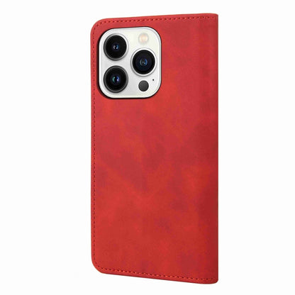 For iPhone 16 Pro Skin Feel Splicing Leather Phone Case(Red) - iPhone 16 Pro Cases by buy2fix | Online Shopping UK | buy2fix