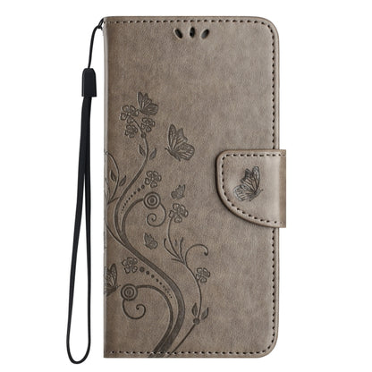 For iPhone 16 Pro Max Butterfly Flower Pattern Flip Leather Phone Case(Grey) - iPhone 16 Pro Max Cases by buy2fix | Online Shopping UK | buy2fix