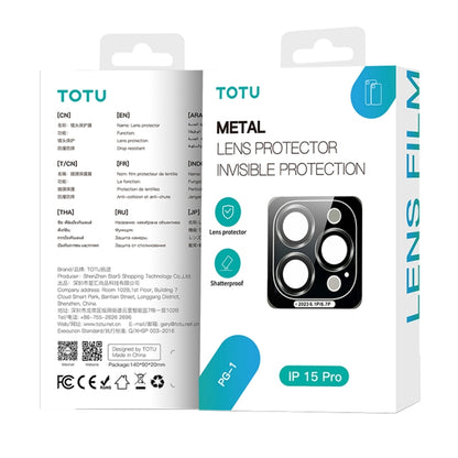 For iPhone 15 Pro Max TOTU PG-1 Golden Shield Series Metal Frame Lens Protector(Gray) - Lens & Accessories by TOTUDESIGN | Online Shopping UK | buy2fix