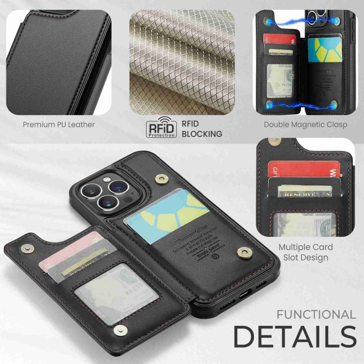 For iPhone 15 Pro CaseMe C22 Card Slots Holder RFID Anti-theft Phone Case(Black) - iPhone 15 Pro Cases by CaseMe | Online Shopping UK | buy2fix