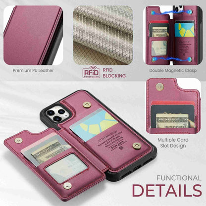 For iPhone 11 Pro CaseMe C22 Card Slots Holder RFID Anti-theft Phone Case(Wine Red) - iPhone 11 Pro Cases by CaseMe | Online Shopping UK | buy2fix