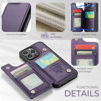 For iPhone 14 Pro Max CaseMe C22 Card Slots Holder RFID Anti-theft Phone Case(Purple) - iPhone 14 Pro Max Cases by CaseMe | Online Shopping UK | buy2fix