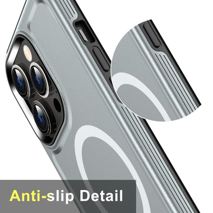 For iPhone 14 Shield Armor MagSafe TPU Hybrid PC Phone Case(Silver) - iPhone 14 Cases by buy2fix | Online Shopping UK | buy2fix