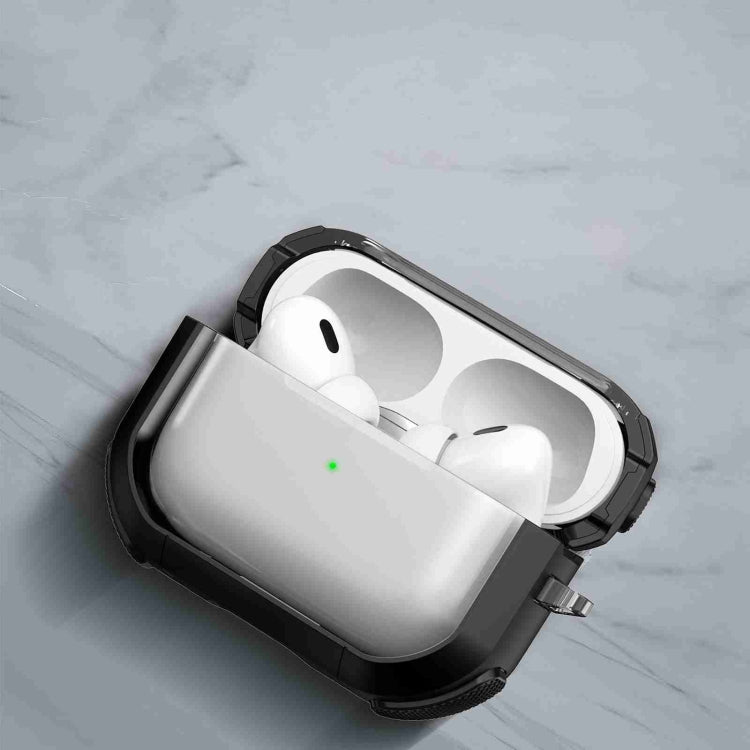 For AirPods Pro 2 Thunder Transparent Armor Wireless Earphones Protective Case(Black) - For AirPods Pro 2 by buy2fix | Online Shopping UK | buy2fix