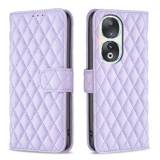 For Honor 90 5G Diamond Lattice Wallet Flip Leather Phone Case(Purple) - Honor Cases by buy2fix | Online Shopping UK | buy2fix