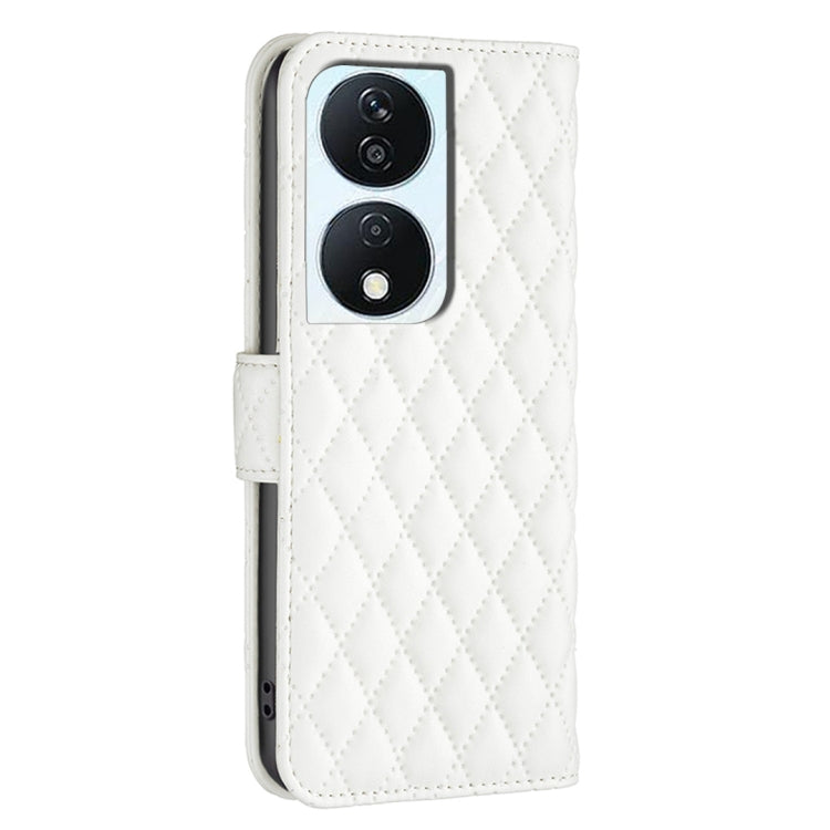 For Honor X7b Diamond Lattice Wallet Flip Leather Phone Case(White) - Honor Cases by buy2fix | Online Shopping UK | buy2fix