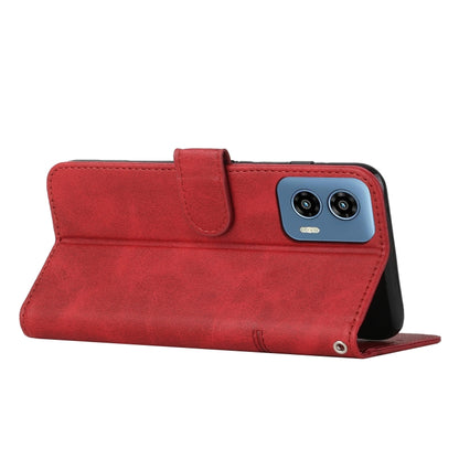 For Motorola Moto G Play 5G 2024/G 5G 2024 Stitching Calf Texture Buckle Leather Phone Case(Red) - Motorola Cases by buy2fix | Online Shopping UK | buy2fix