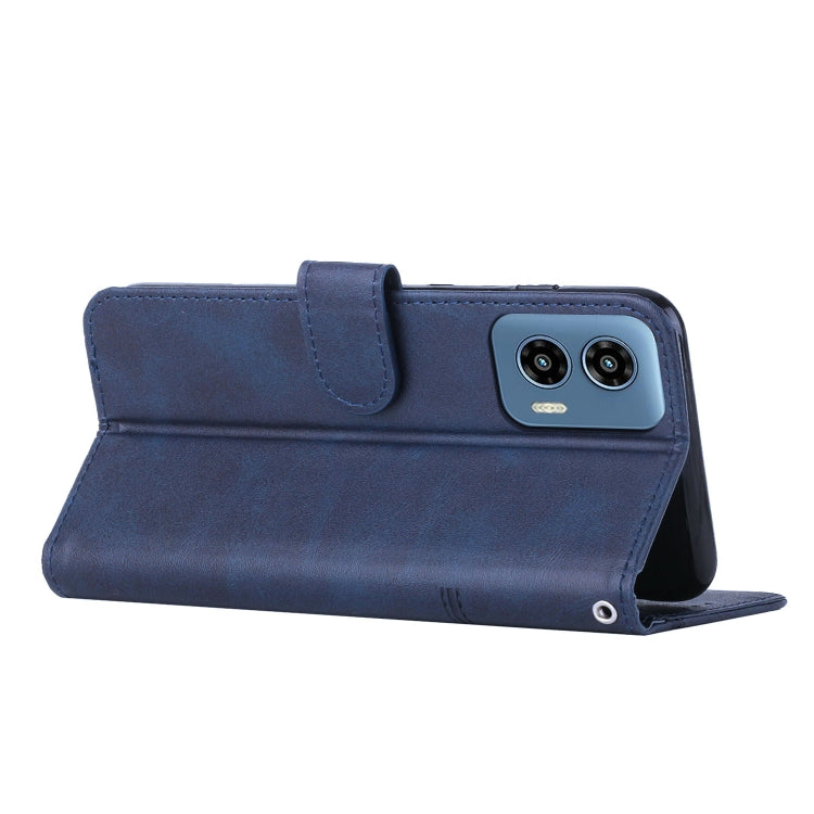 For Motorola Moto G Play 5G 2024/G 5G 2024 Stitching Calf Texture Buckle Leather Phone Case(Blue) - Motorola Cases by buy2fix | Online Shopping UK | buy2fix