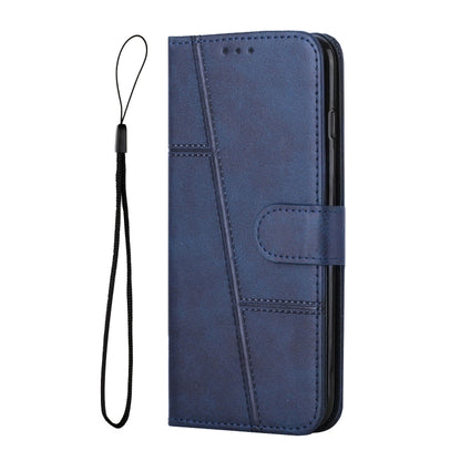 For Motorola Edge 2024 Stitching Calf Texture Buckle Leather Phone Case(Blue) - Motorola Cases by buy2fix | Online Shopping UK | buy2fix