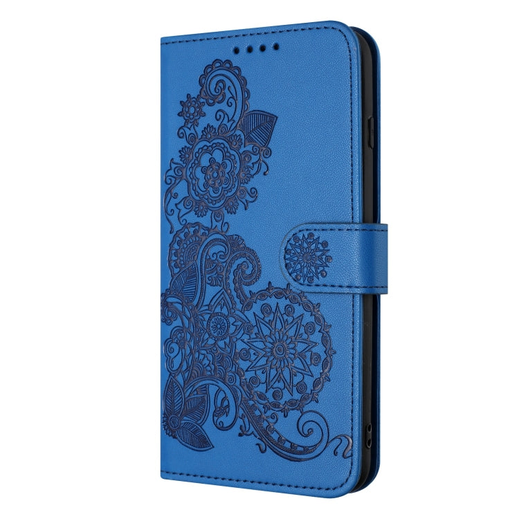 For Motorola Moto E13 Datura Flower Embossed Flip Leather Phone Case(Blue) - Motorola Cases by buy2fix | Online Shopping UK | buy2fix