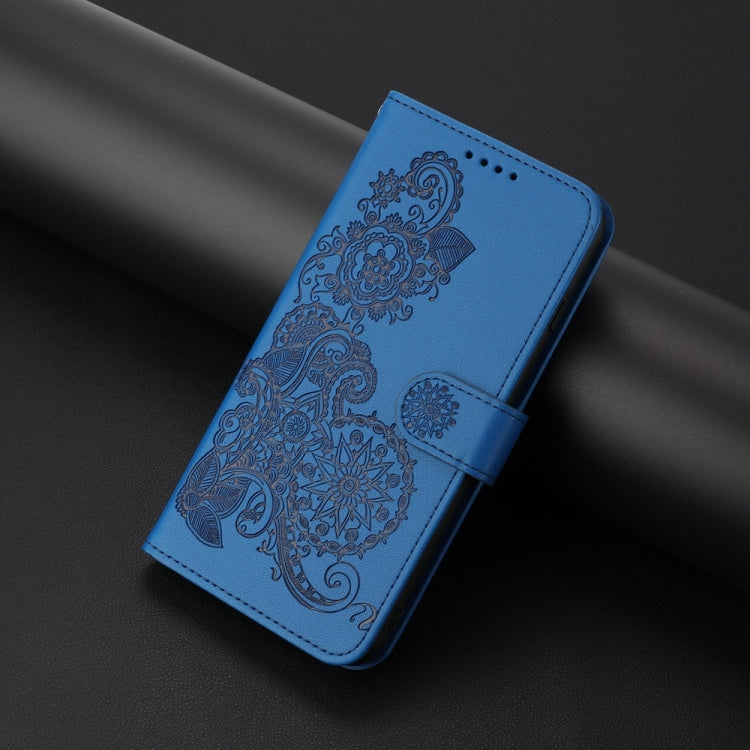 For Motorola Moto G Stylus 5G 2024 Datura Flower Embossed Flip Leather Phone Case(Blue) - Motorola Cases by buy2fix | Online Shopping UK | buy2fix