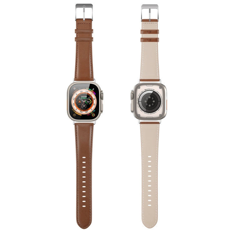 For Apple Watch SE 40mm DUX DUCIS YS Series Genuine Leather Watch Band(Brown) - Watch Bands by DUX DUCIS | Online Shopping UK | buy2fix