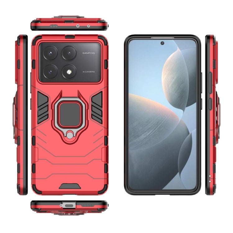 For Xiaomi Redmi K70E Shockproof PC + TPU Holder Phone Case(Red) - K70E Cases by buy2fix | Online Shopping UK | buy2fix