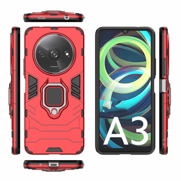 For Xiaomi Redmi A3 4G Shockproof PC + TPU Holder Phone Case(Red) - Xiaomi Cases by buy2fix | Online Shopping UK | buy2fix