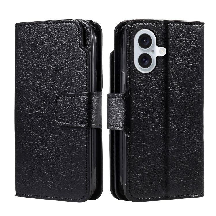 For iPhone 16 Tri-Fold 9-Card Wallets Leather Phone Case(Black) - iPhone 16 Cases by buy2fix | Online Shopping UK | buy2fix