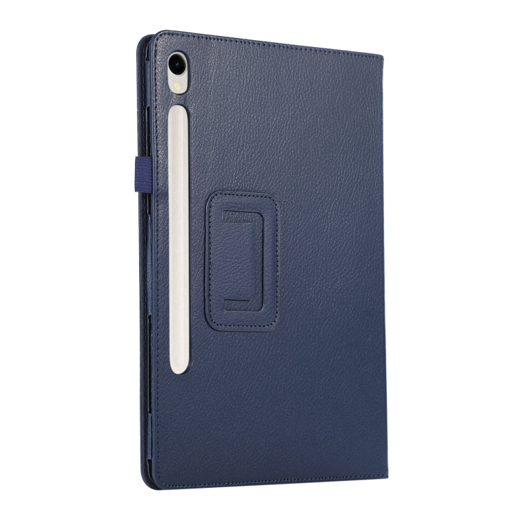 For Samsung Galaxy Tab S9+ Litchi Texture Leather Tablet Case with Holder(Dark Blue) - Other Galaxy Tab PC by buy2fix | Online Shopping UK | buy2fix