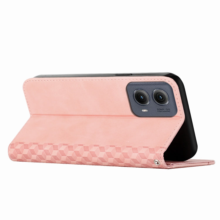 For Motorola Edge 2024 Diamond Splicing Skin Feel Magnetic Leather Phone Case(Rose Gold) - Motorola Cases by buy2fix | Online Shopping UK | buy2fix