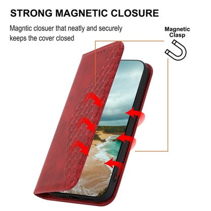 For Motorola Moto G Stylus 5G 2024 Cubic Grid Calf Texture Magnetic Leather Phone Case(Red) - Motorola Cases by buy2fix | Online Shopping UK | buy2fix