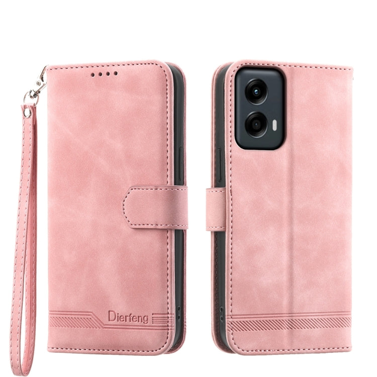 For Motorola Moto G Stylus 5G 2024 Dierfeng Dream Line TPU + PU Leather Phone Case(Pink) - Motorola Cases by buy2fix | Online Shopping UK | buy2fix