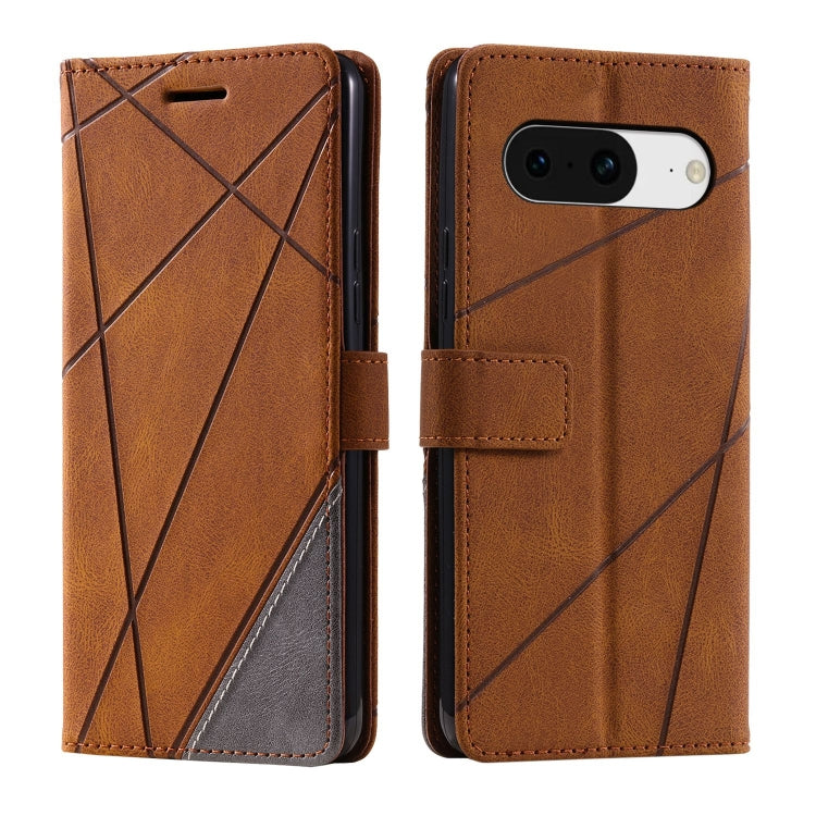 For Google Pixel 9 Skin Feel Splicing Leather Phone Case(Brown) - Google Cases by buy2fix | Online Shopping UK | buy2fix