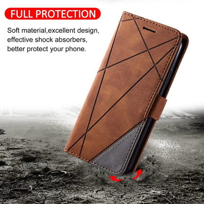 For Google Pixel 9 Skin Feel Splicing Leather Phone Case(Brown) - Google Cases by buy2fix | Online Shopping UK | buy2fix