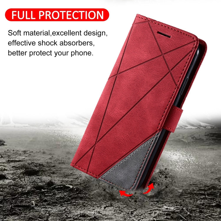 For Google Pixel 9 Pro Skin Feel Splicing Leather Phone Case(Red) - Google Cases by buy2fix | Online Shopping UK | buy2fix