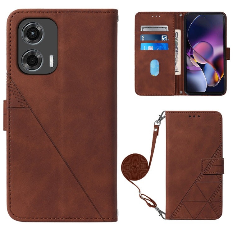 For Motorola Moto G Stylus 5G 2024 Crossbody 3D Embossed Flip Leather Phone Case(Brown) - Motorola Cases by buy2fix | Online Shopping UK | buy2fix