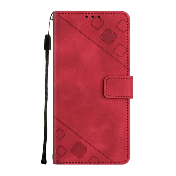 For Google Pixel 9 / 9 Pro Skin-feel Embossed Leather Phone Case(Red) - Google Cases by buy2fix | Online Shopping UK | buy2fix