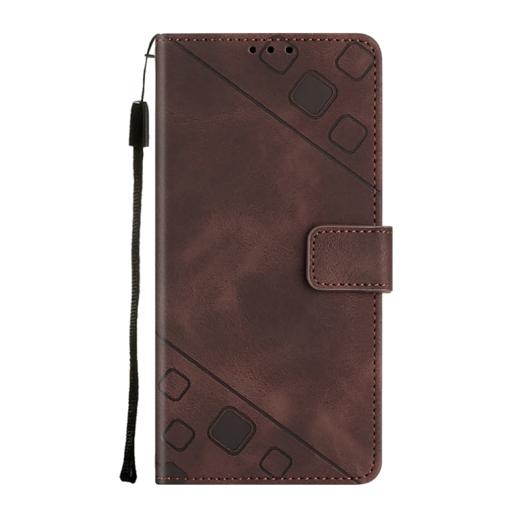 For Google Pixel 9 Pro XL Skin-feel Embossed Leather Phone Case(Brown) - Google Cases by buy2fix | Online Shopping UK | buy2fix